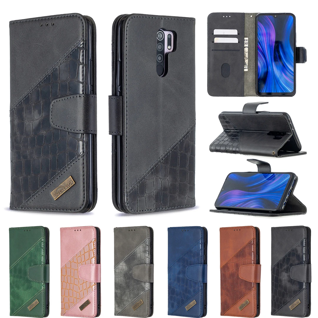 

HYYGEDeal Phone cases Splicing crocodile Leather Wallet ID Card holder for Xiaomi Redmi 7 7A 8 8A 9