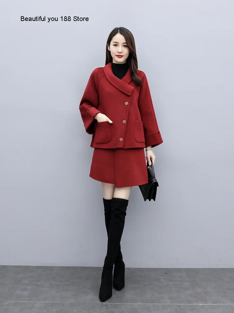 

Small woolen suit dress for women 2020 Autumn New Western style age-reducing business wear dress two-piece set