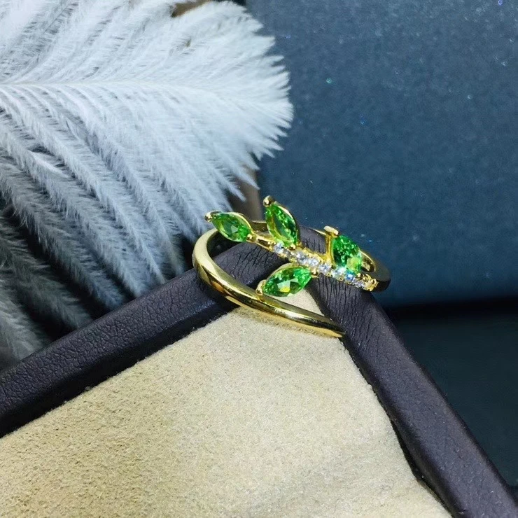 KJJEAXCMY fine jewelry 925 sterling silver inlaid natural Tsavorite new Female ring classic Support Detection | Украшения и