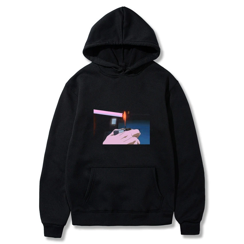 Harajuku Sad somke Vapor wave принт Забавный аниме принт унисекс толстовка мужские толстовки мужские повседневные топы с капюшоном уличная одежда