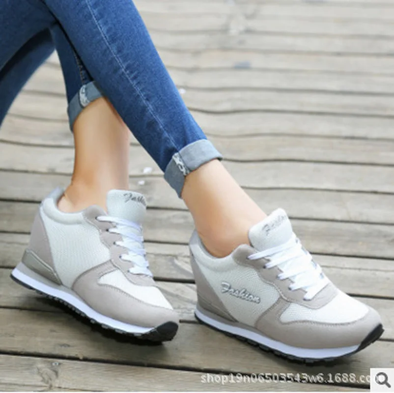 COWCOM Women's Shoes Sneakers Leisure Increased Single Women's Shoes High Top Sneakers Shoes Woman Women Wedge Shoes CYL-101
