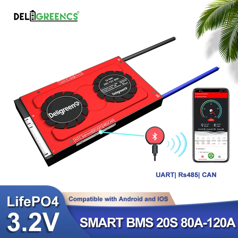 Умная аккумуляторная батарея BMS 20S 80A 3 2 A a 60 в стандартная bluetooth rs485 can sofeware control EV Power