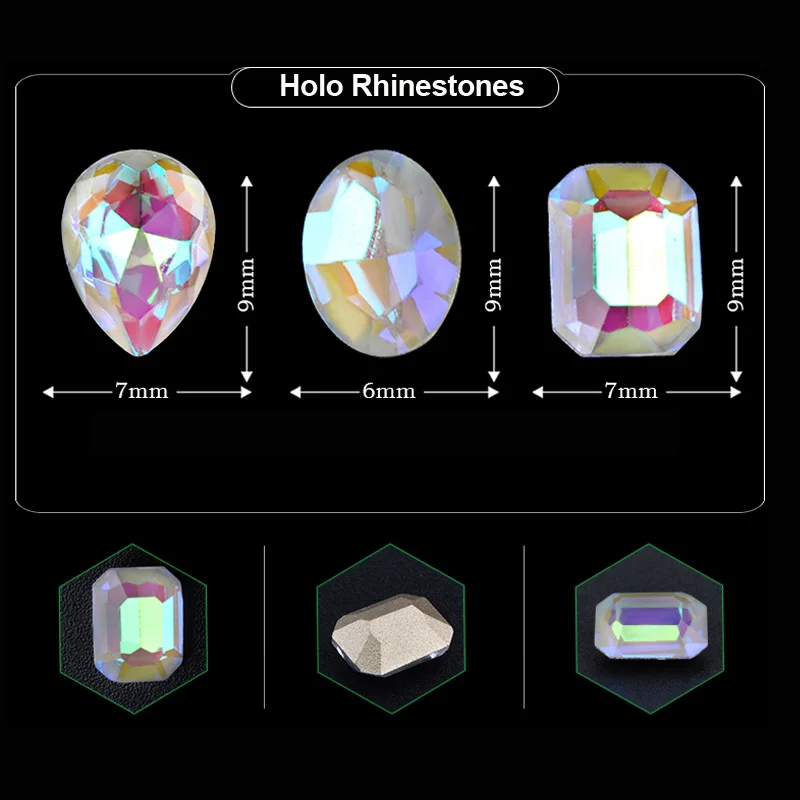 10 шт. опал Аврора Блестящие Стразы для ногтей AB цветные острым концом с