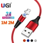 UGI 3A QC3.0 1 м 2 м Магнитный кабель Быстрая зарядка для Samsung S10 S9 Micro USB Type C USB C зарядное устройство Шнур для Синхронизации Данных Планшет ноутбук LED