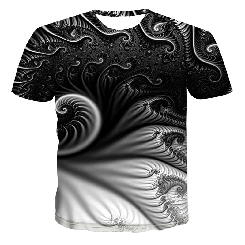 

2021 Summer New Men's 3D Printing T-shirt Psychedelic Swirl Three-Dimensional Casual Large Size Street Style T-shirt 110-6XL
