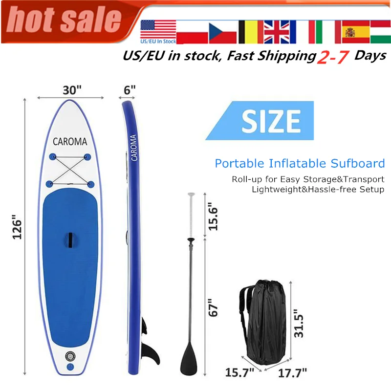 

Inflatable Stand Portable Surfboard Up 320x76x15cm Adult Anti-leak Valve Paddle Board