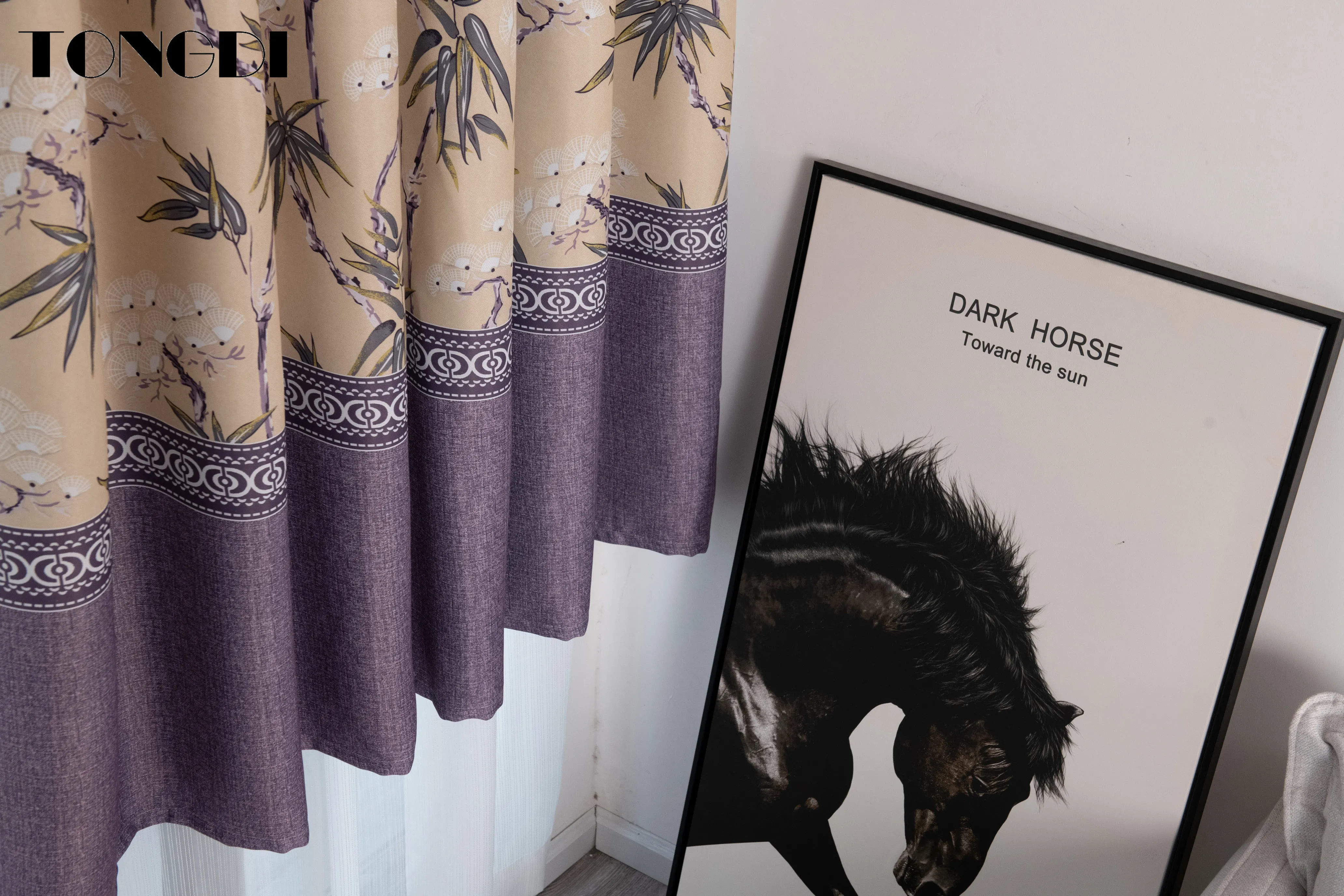 Элегантные затемненные шторы TONGDI с принтом в виде бамбуковых листьев