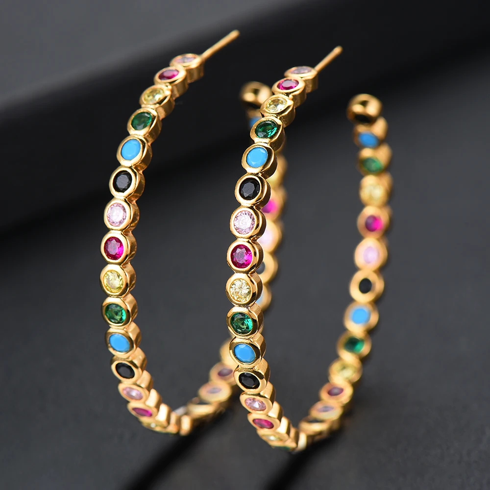 

GODKI Jimbora Famous Charms Micro Zircon Big Hoop Earrings For Women Bridal Wedding Ear Earrings pendientes mujer moda 2020 Hot