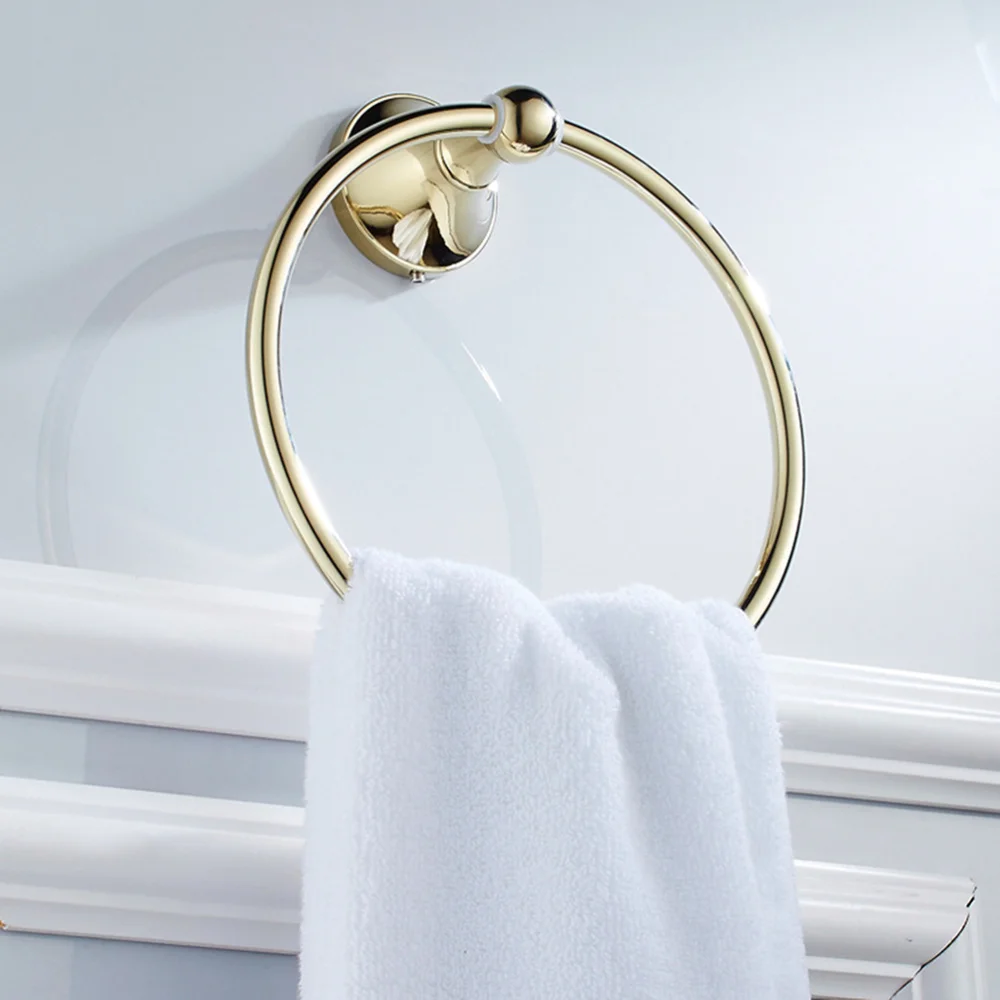 

Round Towel Ring Bathroom Gold Plated Brass Antique Brushed Old Towel Rack Hanging Towel Ring