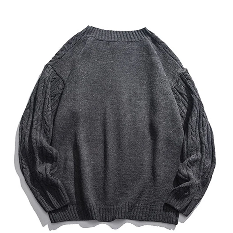 

RHYMONSTER Solid Color Knitted Pullover Sweaters 2021 Hip Hop Loose Casual Streetwear O-Neck Long Sleeve Knitwear Sweater Tops