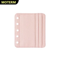 moterm card holder flyleaf for ring planner with 6 card slot and a middle pocket cowhide id credit card bag notebook accessory