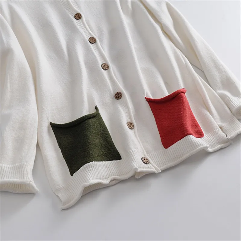 

Autumn and winter new street wild mixed color embroidery knit cardigan women, fashion was thin round neck knitted jacket women