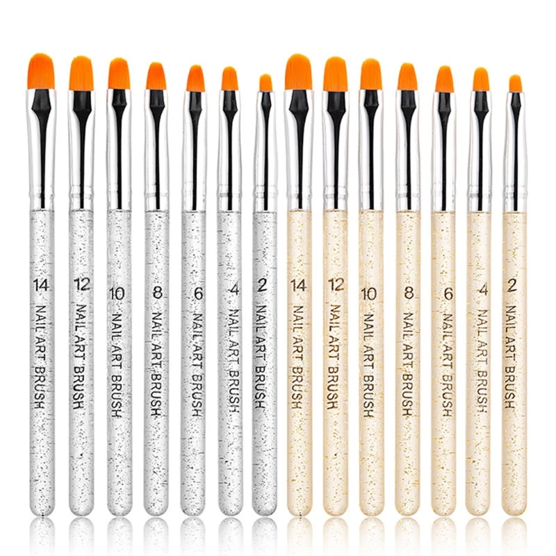 

7Pcs Women Professional Manicure UV Gel Brush Set with Transparent Handle