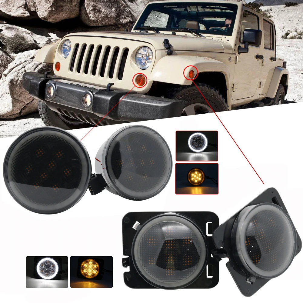 Новинка белый кольцевой светодиодный указатель поворота для Jeep Wrangler JK 2007-2016