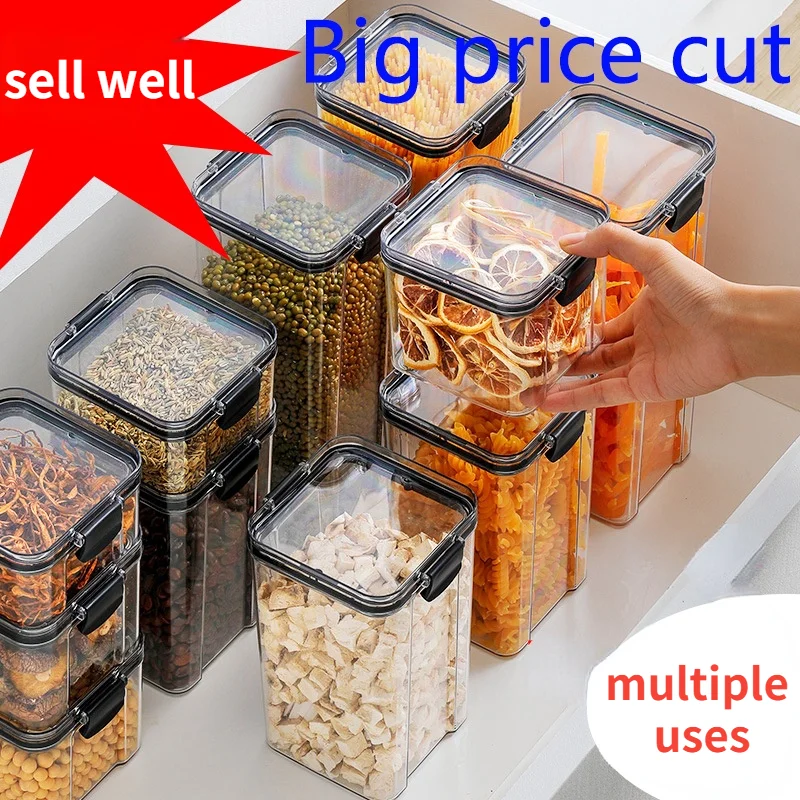 

1800ml Set Stackable Kitchen Sealed Jar Plastic Food Storage Box Multigrain Storage Tank Dried Fruit Tea Jar Storage Containers