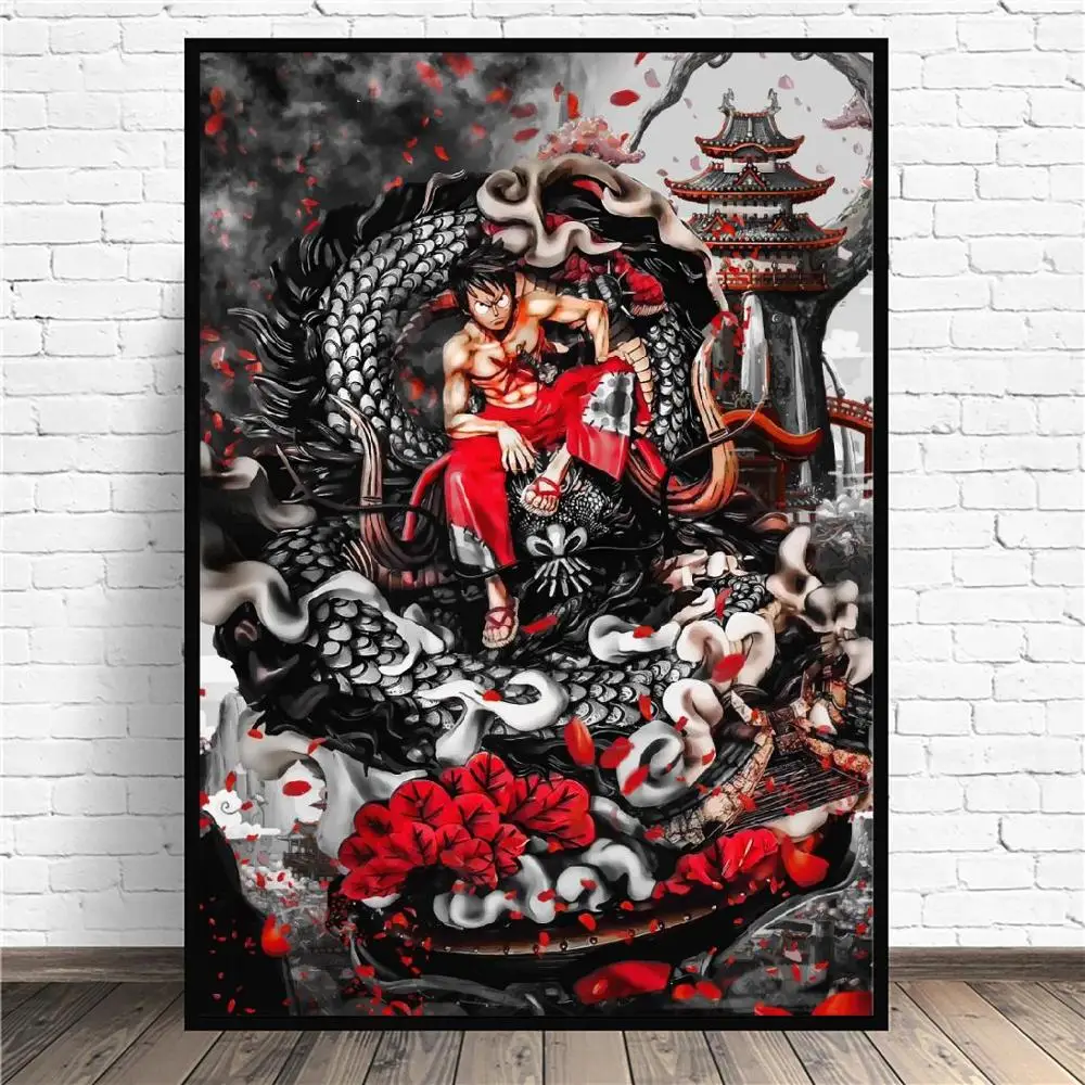 One piece luffy wano Аниме Арт Принт современный плакат Настенные Фотографии Декор для