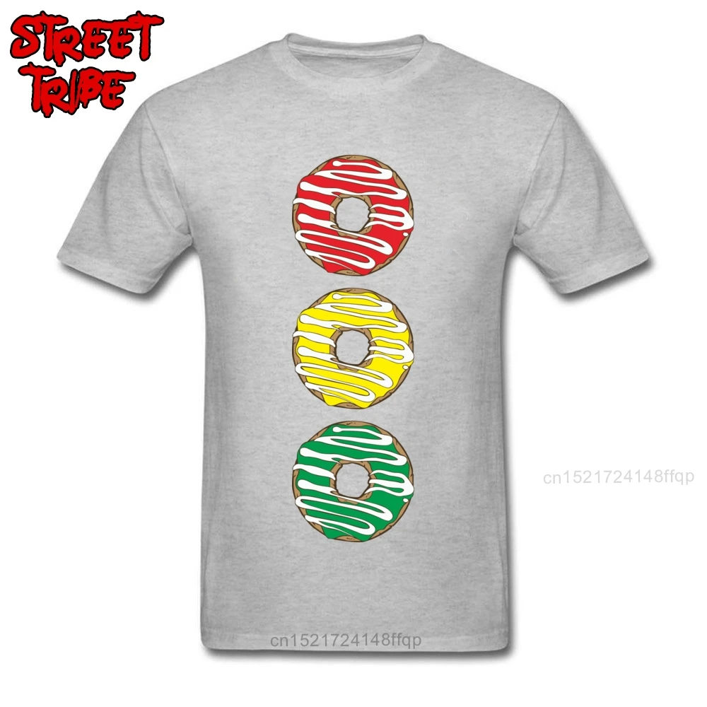 Мужская футболка с принтом пончики красный желтый зеленый черный уличный стиль