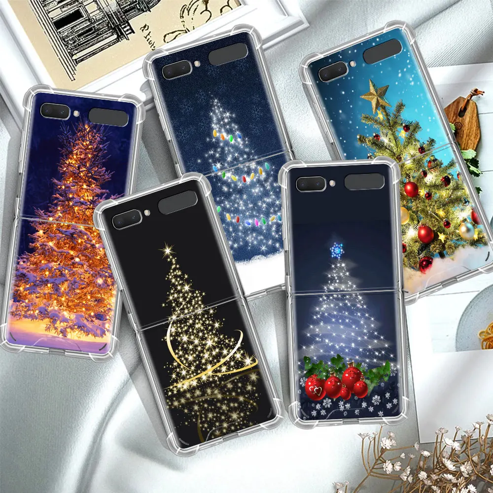 

Christmas Tree Silicone Phone Case Cover for Samsung Galaxy Z Flip3 Transparent Soft TPU Coque Z Flip 5G Airbag Back Funda Shell