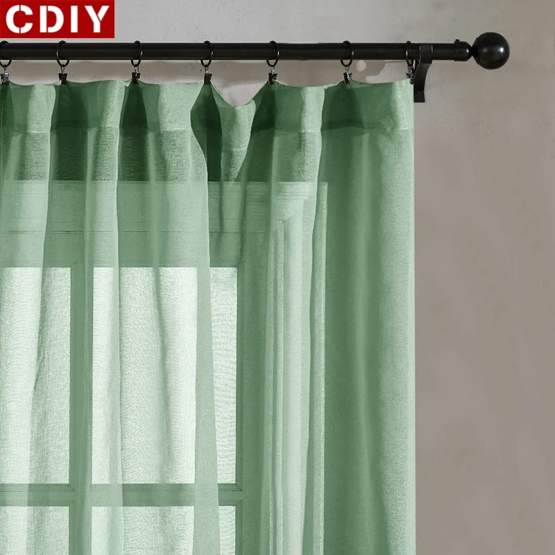 

CDIY NEW Tulle For Living Room Bedroom Kitchen Modern Sheer Curtains Linen Drapes blinds Voile Curtains Window Screening Custom
