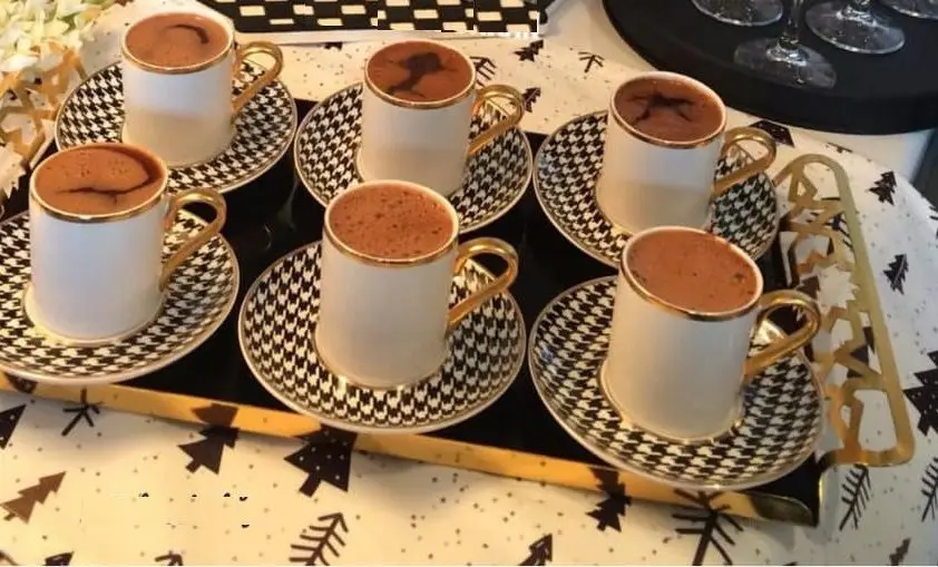 DOLBOVI кокош дома белый кашемир узор фарфоровая чашка для кофе по-турецки Pad лом