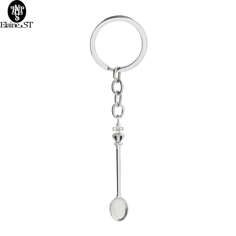 

Оптовая продажа, 10 шт., модный брелок в виде ложки, ретро кукольный крест в виде короны, античные серебряные украшения для автомобильных ключ...