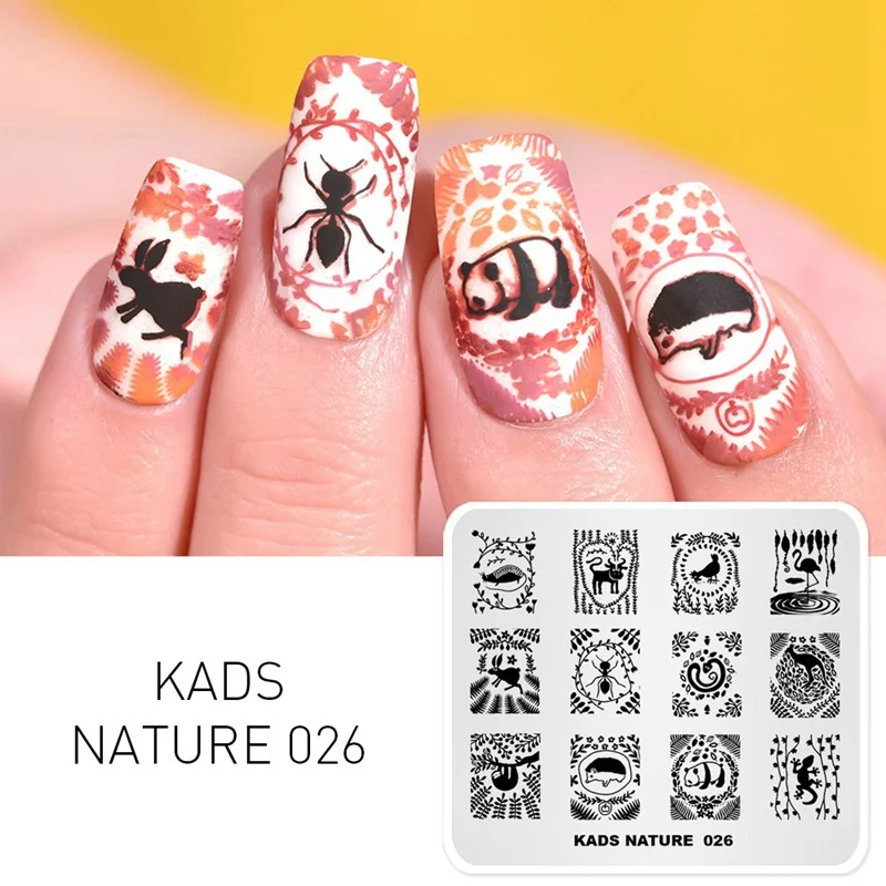NATURE 026 KADS пластины для штамповки ногтей новые различные изображения красоты 7*8 см дизайн ногтей трафаретная штамповка шаблон для печатей лаком для ногтей инструмент - Цвет: NATURE 026