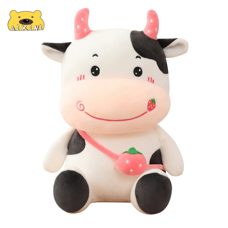 

Strawberry Cow Plush Toys Soft Pillow Stuffed Animals Plushies Fruit Backpack Cow Pillow Girl Christmas Baby Toy Kawaii Doll