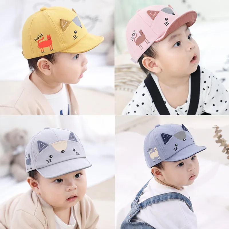 

1PC 4 Colors 1-2 Years Old Embroid Anti-Sunburn Sunshade Peaked Hats Sun Caps Children Girl Boys Outside Comefortable