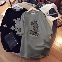 disney women clothing couple fashion mickey mouse cartoon letter printing o neck short sleeved cute mouse womens loose t shirt
