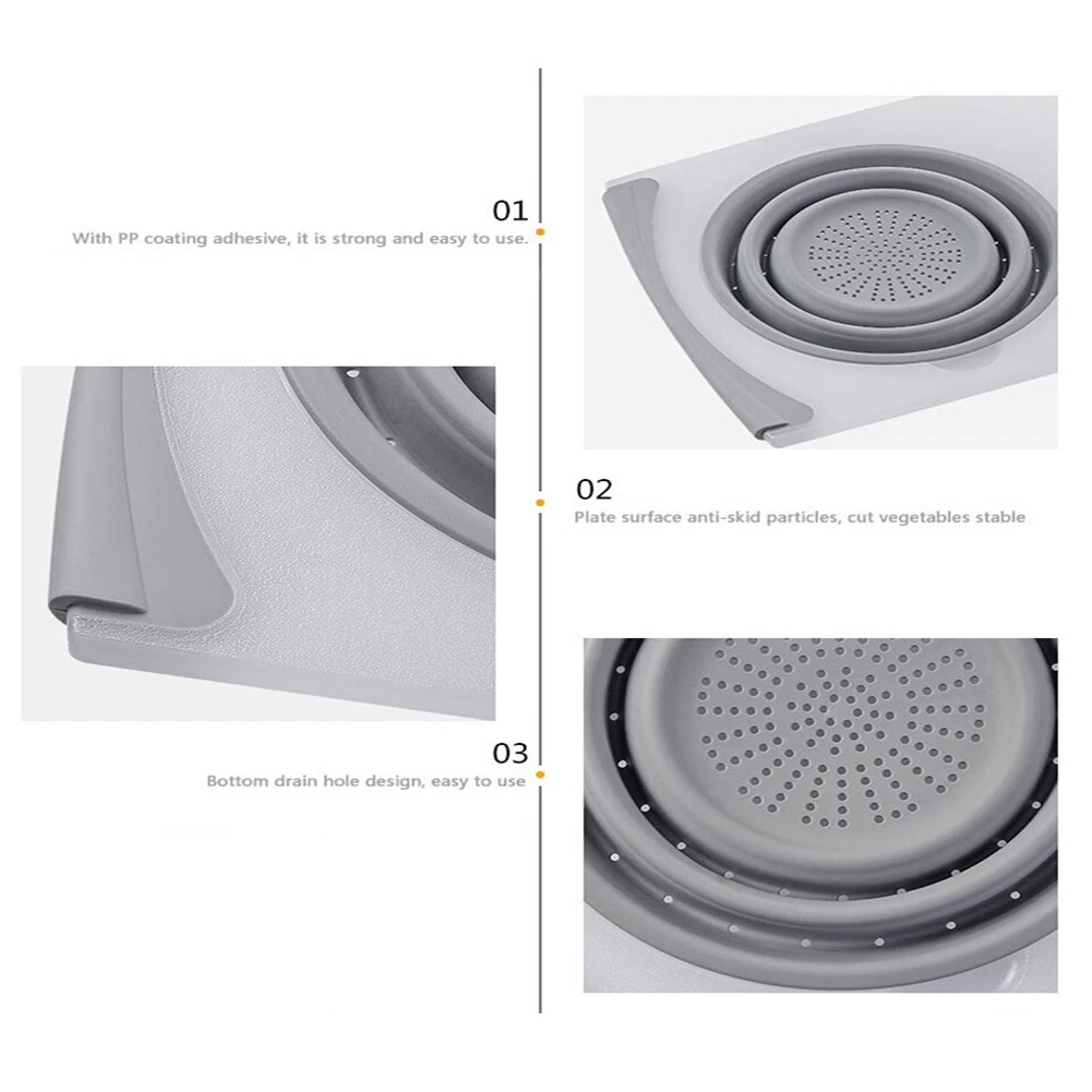 

Household Kitchen Anti-skid Retractable Cutting Chopping Board with Drain Basket Cutting Board Draining Basket