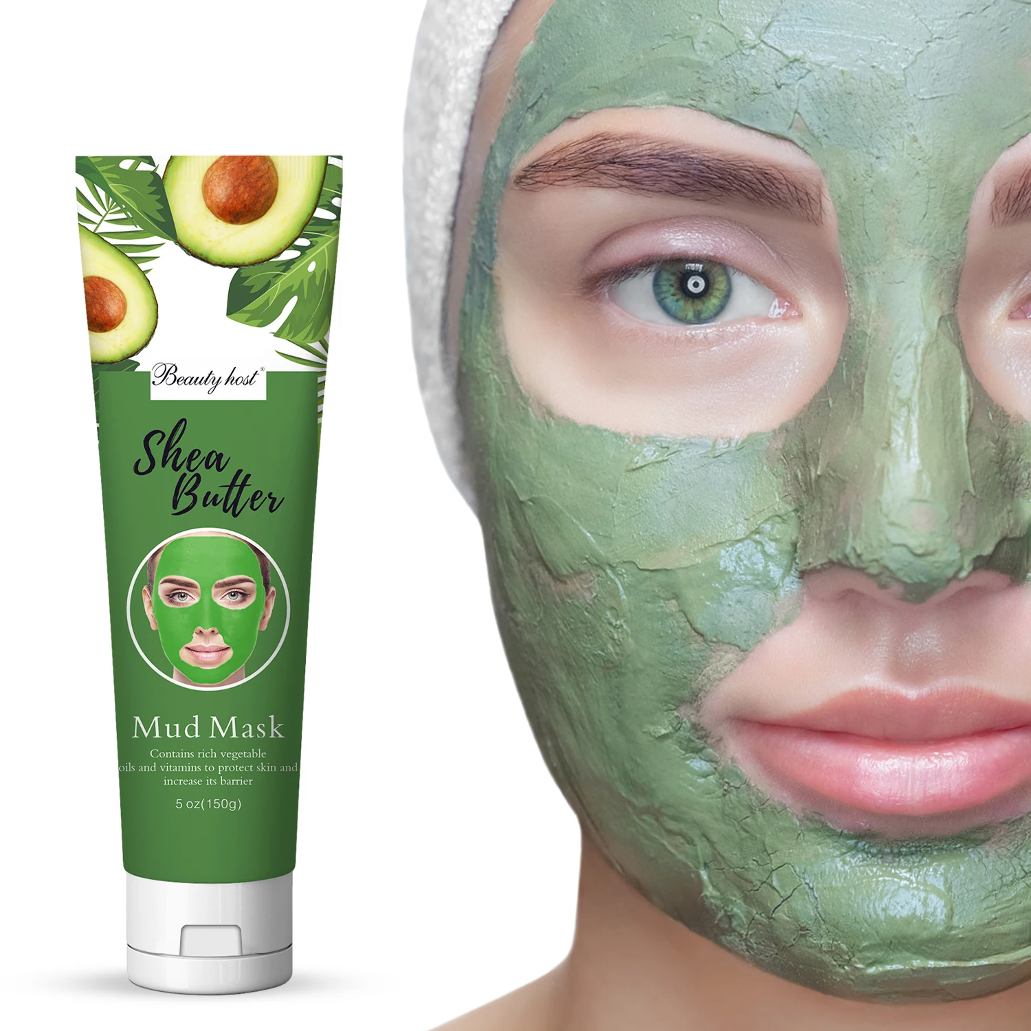 

Beauty Host Shea Butter Brightening Whitening Mud Mask Improve Dullness Rough & Uneven Complexion Create Tender Skin 150g