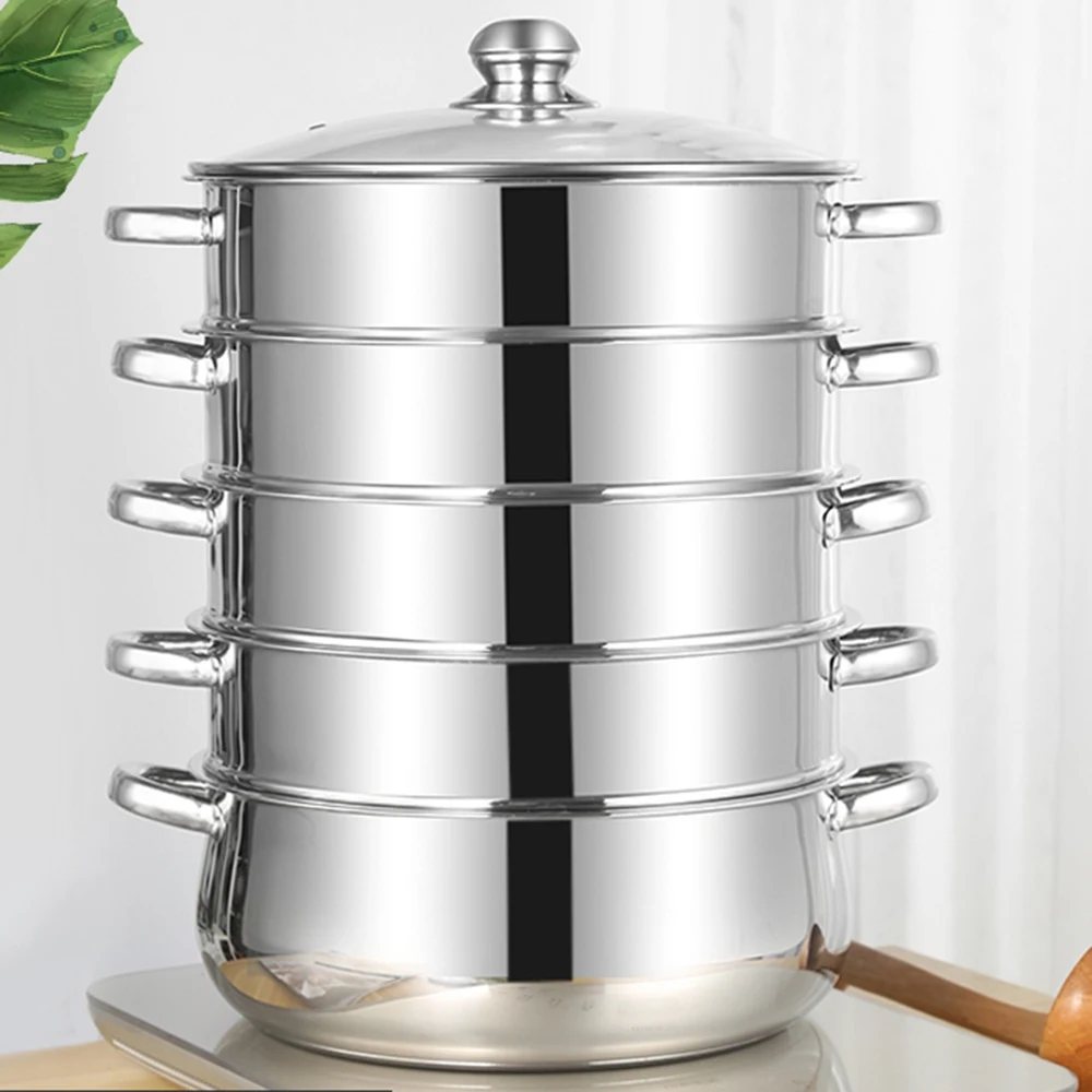 

10-45 Litre Double Boilers Cooking Steamer Steamed 3-5 Layer Steamer Food Steamer Pot Stainless Steel Induction Three-Layer Pot
