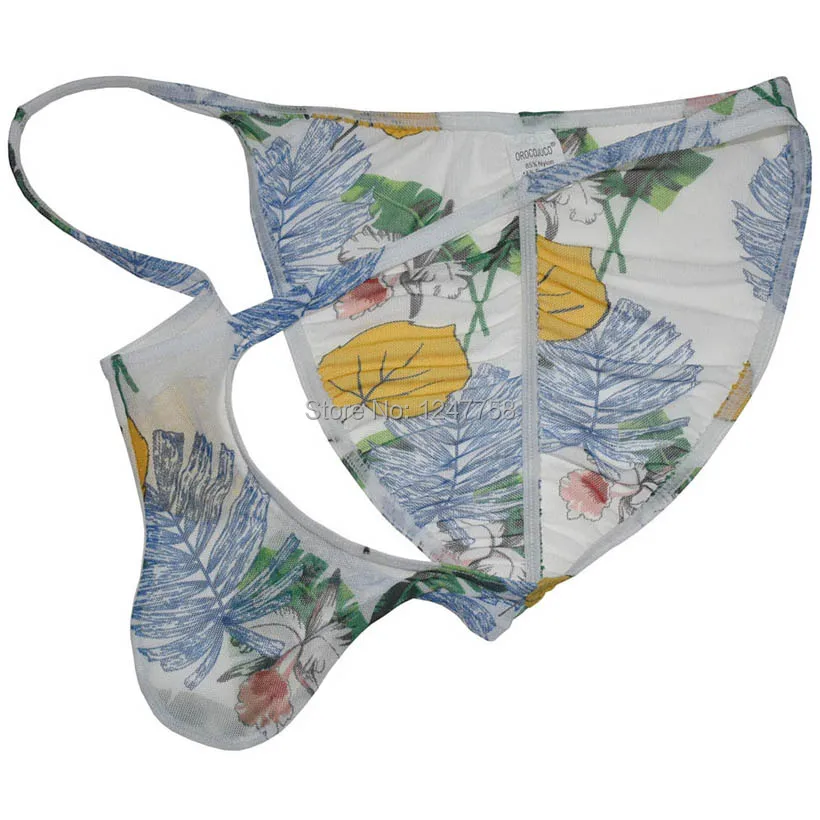 Men Sheer Underwear Transparent Men's Briefs Colorful Printed Birefs Low Waist Brazilian bikinis |