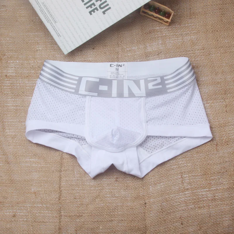 Трусы мужские шелковые летние дышащие сетчатые с дырками плоским углом
