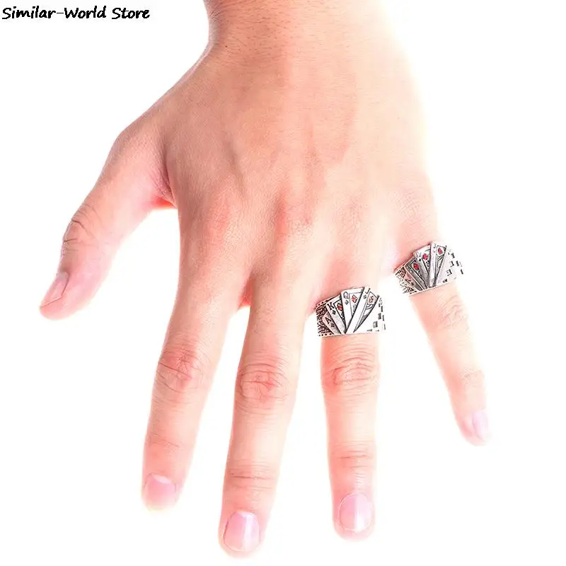Кольцо из нержавеющей стали с изменяемым размером в виде игральной карты кольца