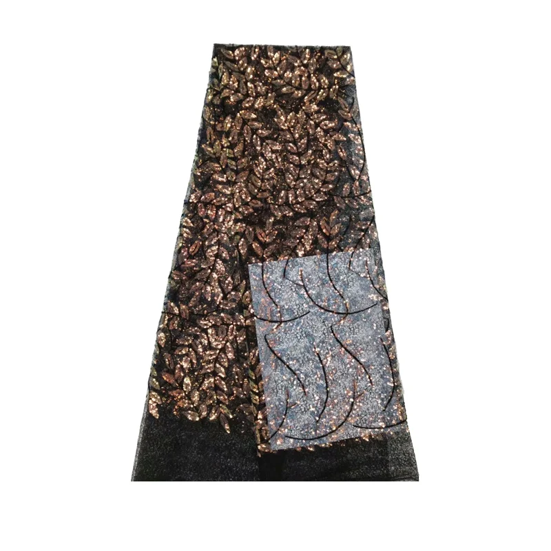 

New Tulle Lace Fabric Sequins Lace Fabric Embroidery Fabric Nigerian Sequence Lace Wedding Party Dress f200406