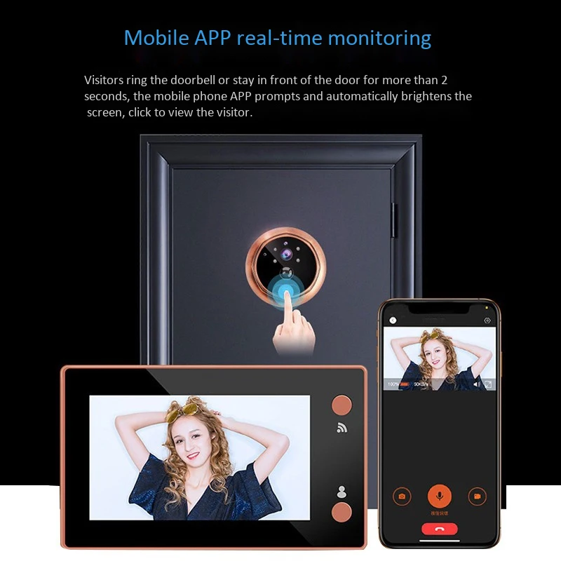 

Cloud Storage Electronic Cat Eye Wifi Wireless Doorbell ligent Video Intercom Remote Monitoring Motion Detection