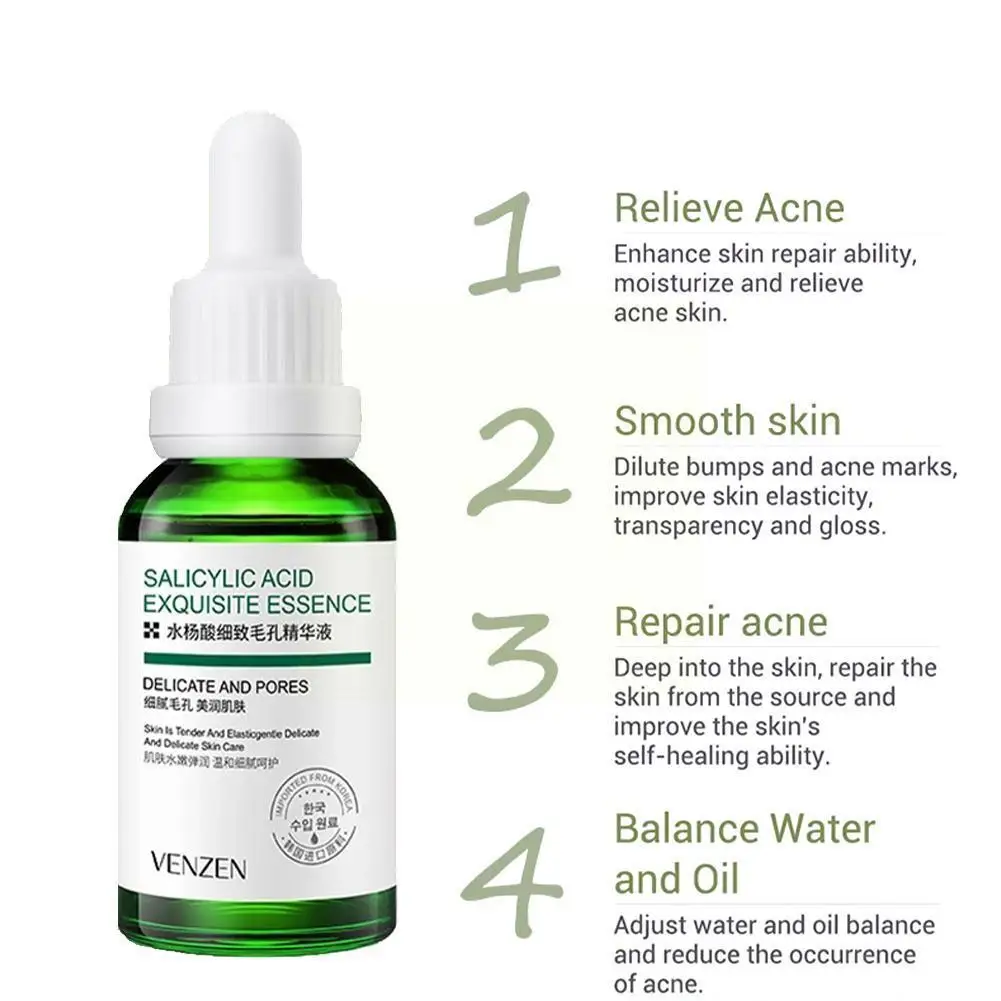 Aloe Salicylic Acid Acne Treatment Serum Oil Control Acid Brighten Toner Face Pores Skin Moisturizing Essence Hyaluronic Sh P9a3