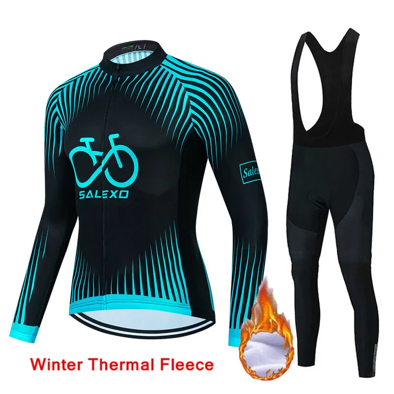 

Мужской зимний комплект из Джерси с длинным рукавом для велоспорта, термофлисовая одежда для велоспорта, велосипедная форма для горного ве...