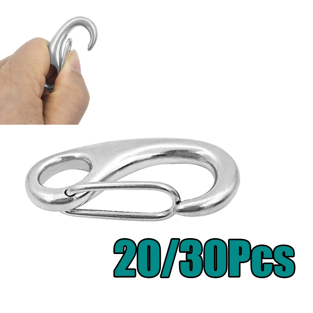 

20/30Pcs Stainless Steel Spring Snap Hook Buckle Shackle With Eye Hardware