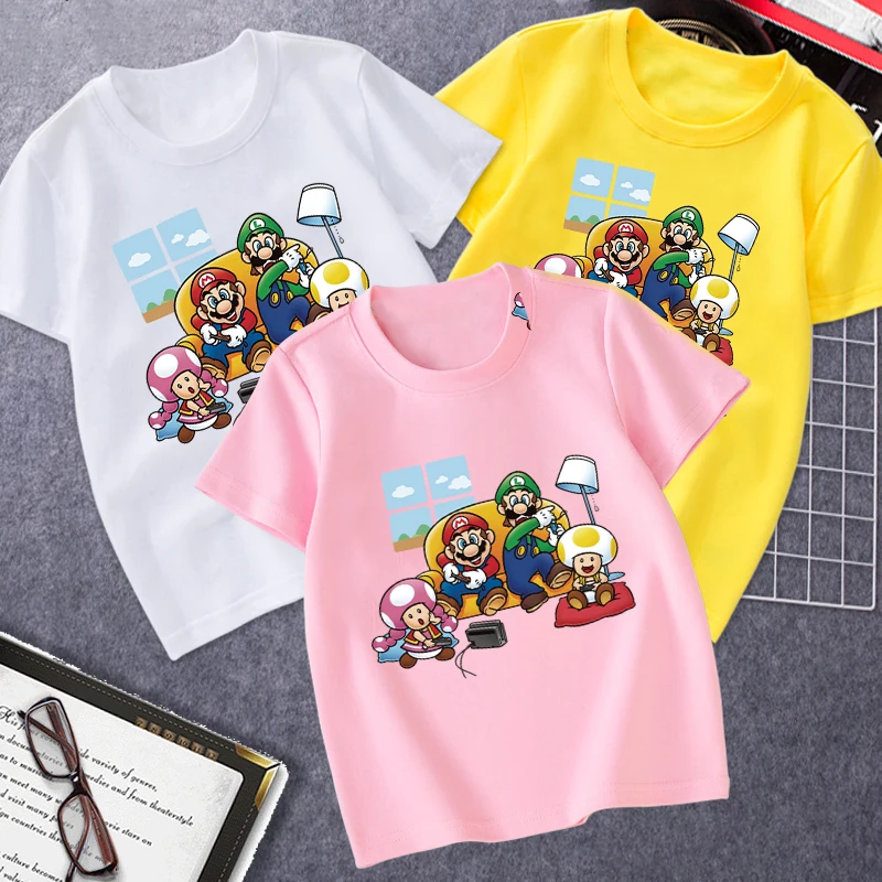

Girls T-shirts Boys Clothes Mario Boys T-shirts Football Shirt Summer Kids Top T-shirt Children's Clothing Girls Clothes 4-14T