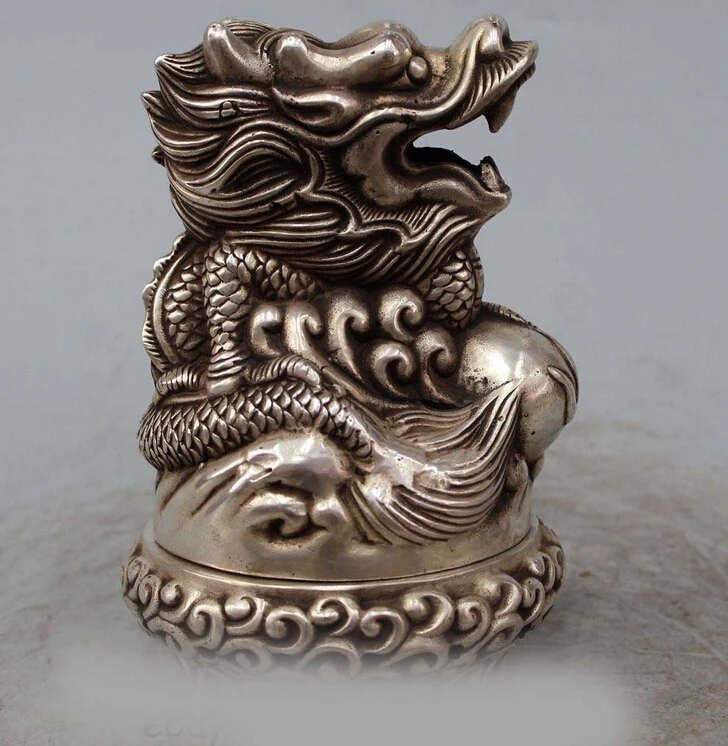 808 + 7 &quotпомеченная китайская династия Серебряный Дракон Статуя благовония