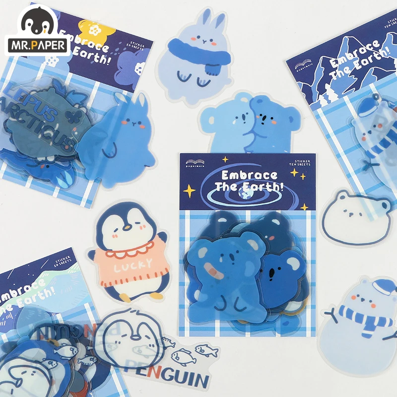 

Mr.paper 4 Designs 20 Pcs/bag Cartoon Style Animals Embrace the Earth Series Creative Hand Account DIY Deco Collage DIY Material