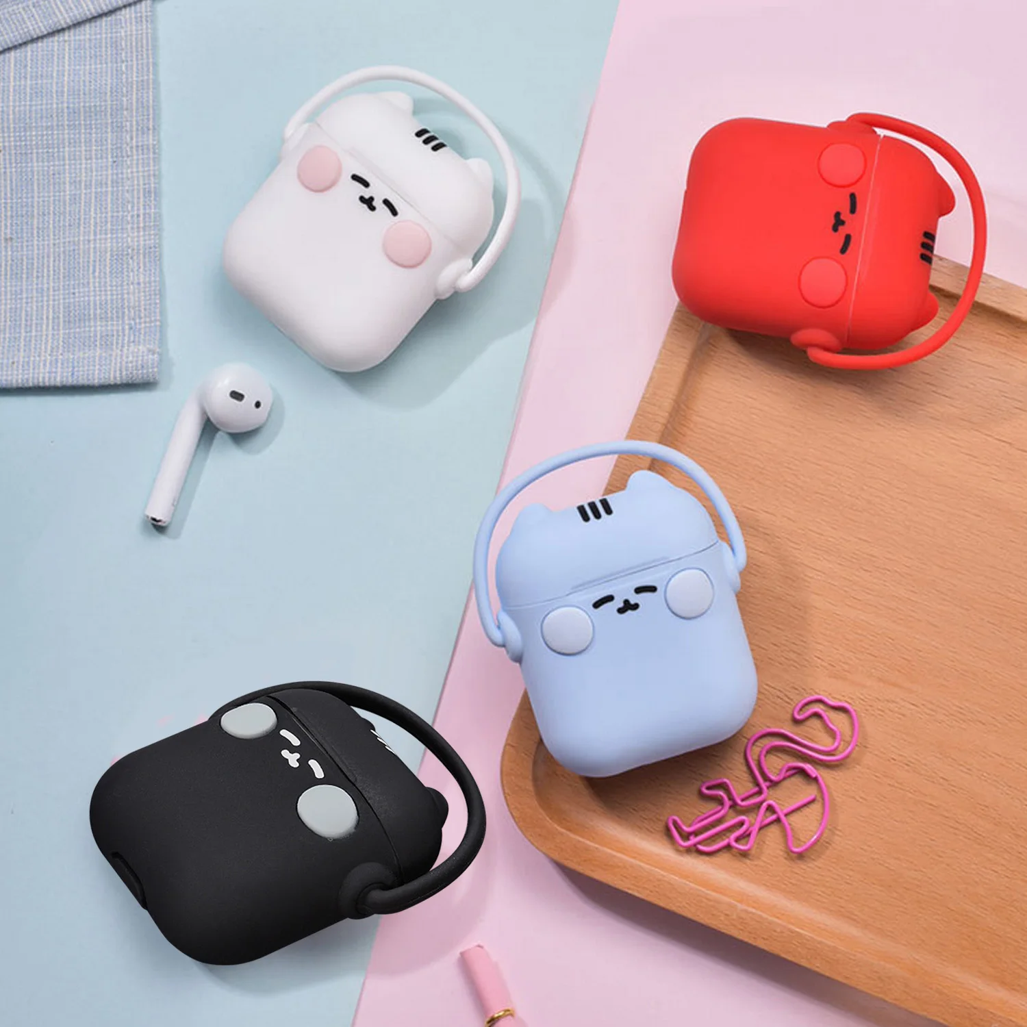 

Vococal Cute Cartoon Soft Silicone Case Wireless Earphone Protective Cover Shell Skin for Apple AirPods 1 2 Air Pods Gadgets