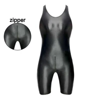 xckny sexy crotch zipper tights oily glossy one piece bodybuilding sports one piece crotch zipper vest shorts yoga pants