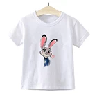 Kawaii Judy Bunny футболка для девочек с принтом, модный летний топ с коротким рукавом для малышей, детская одежда с мультипликационным изображением зверополис