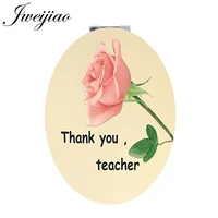 jweijiao thank you teacher flower tools oval portable mirror teachers day gift compact pocket mirror for female mentor fq417