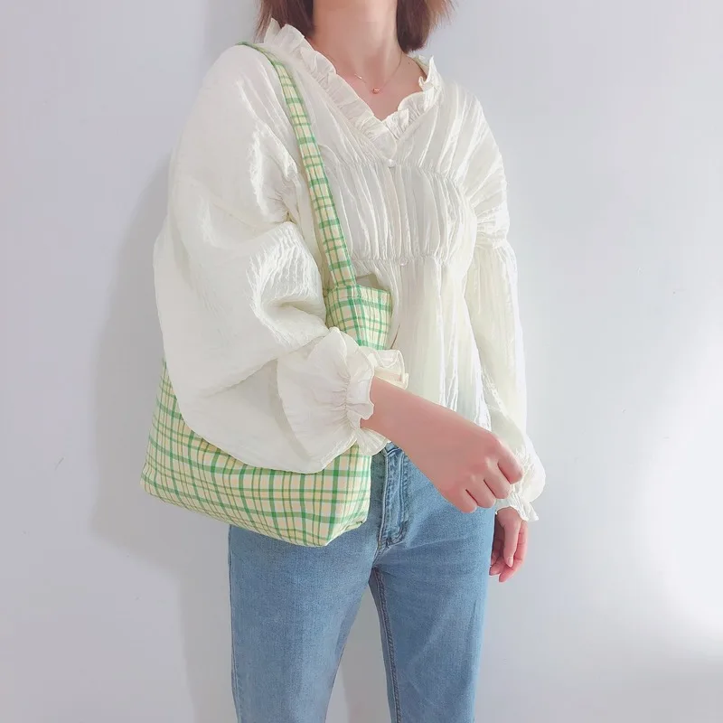 

Plaid Cotton Underarm Bag Thickened Small and Practical Artistic Fresh Messenger Bag Chic Wind