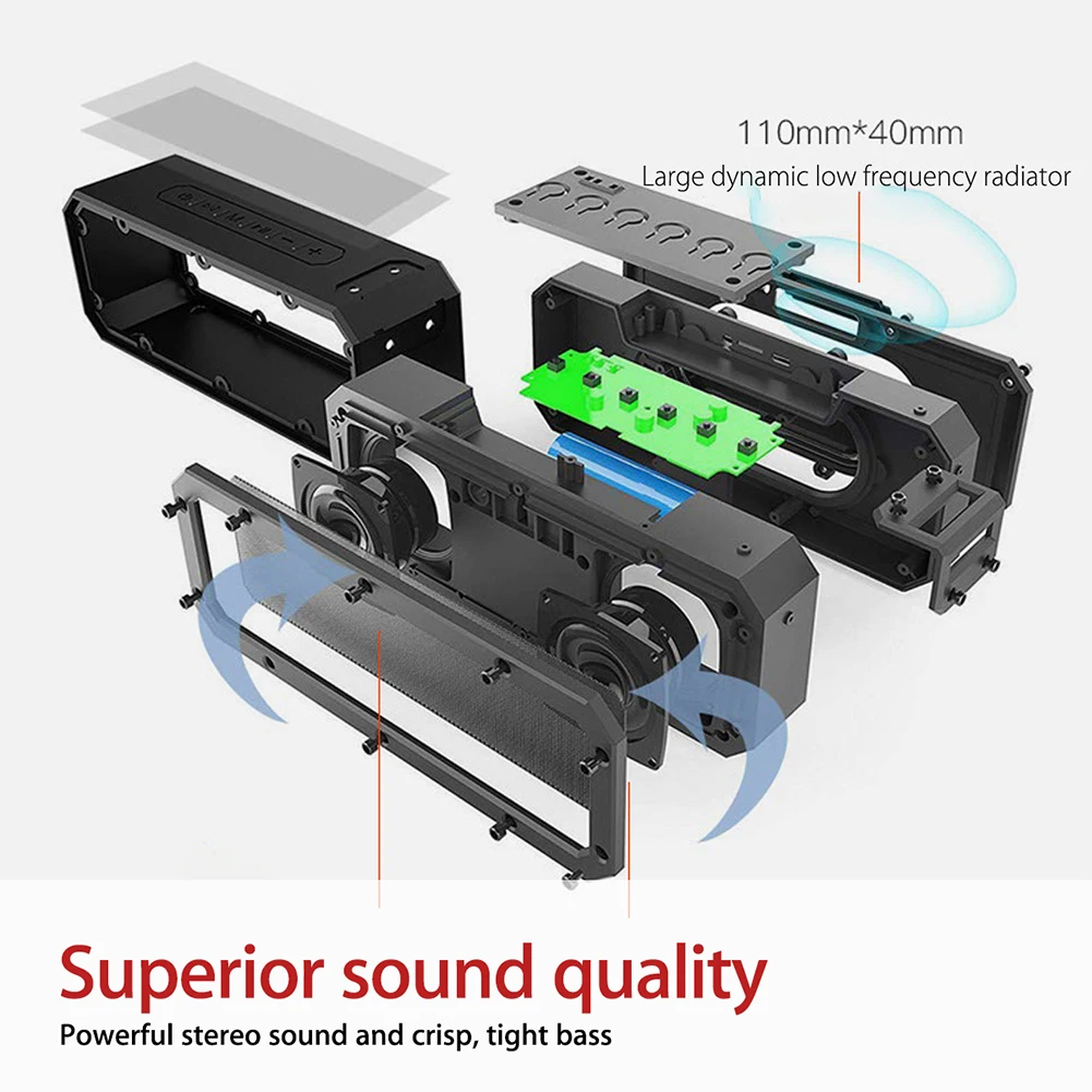 

40W Portable Waterproof Card Insert Outdoor Shocking Bass Stereo Audio Interconnection Surround Sound Speaker Mini