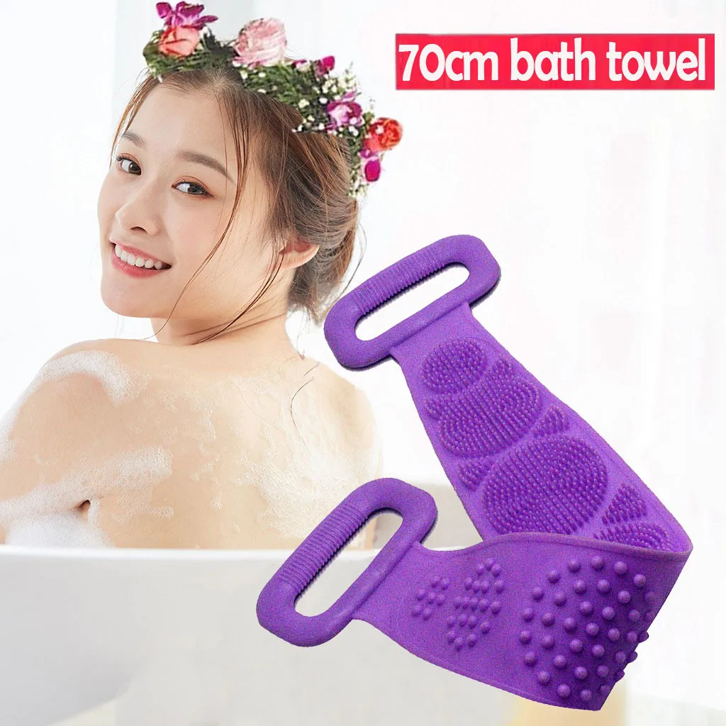 

70CM Silicone Back Bath Shower Wash Body Belt Bath Towel Exfoliating Body Brush Holding a bath towel on the back of the body 97